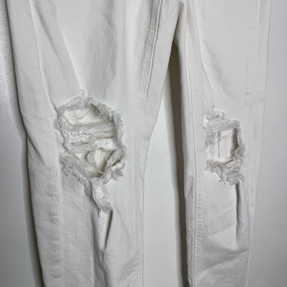 American Eagle White Mom Straight Distressed Women Jeans Size 4 Stretch - Picture 8 of 9